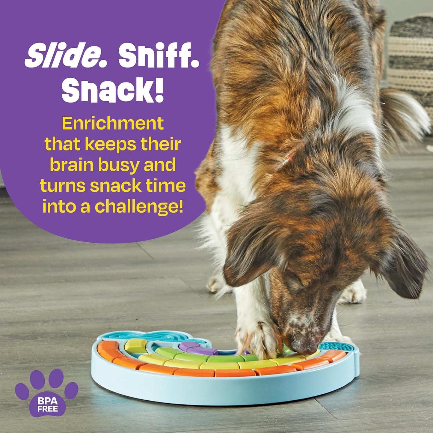 Calming Rainbow Treat Puzzle & Lick Mats - Interactive Dog Toys, Puppy Toys for Boredom, Cat Puzzle Feeder, Mental Stimulation for Dogs, Dog Treat Activity, Brain Games for Dogs and Cats