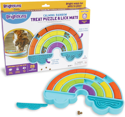 Calming Rainbow Treat Puzzle & Lick Mats - Interactive Dog Toys, Puppy Toys for Boredom, Cat Puzzle Feeder, Mental Stimulation for Dogs, Dog Treat Activity, Brain Games for Dogs and Cats