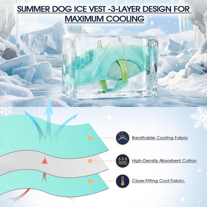 Dog Cooling Vest for Dogs, Soft Evaporative Cooling Shirt with Leash Ring | 3-Layer Cooling Fabric Helps Keep Dogs Cool and Comfortable in Summer Heat; Reflective, Adjustable Fit with Metal D-Ring.