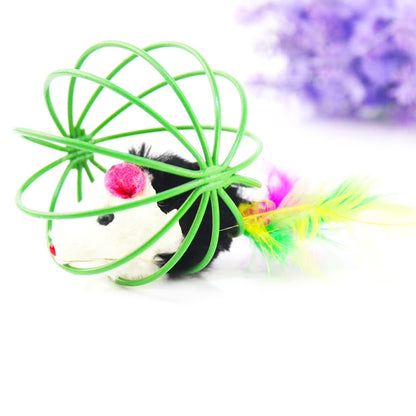 Vikakiooze Sale Pet Cat Funny Playing Toy Teal Fake Mouse Mice Rat in Cage Ball,Cat Toy Mouse