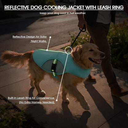 Dog Cooling Vest for Dogs, Soft Evaporative Cooling Shirt with Leash Ring | 3-Layer Cooling Fabric Helps Keep Dogs Cool and Comfortable in Summer Heat; Reflective, Adjustable Fit with Metal D-Ring.