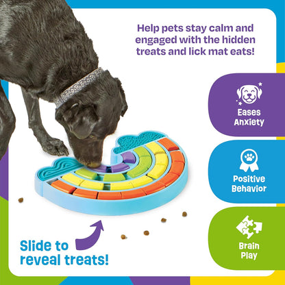 Calming Rainbow Treat Puzzle & Lick Mats - Interactive Dog Toys, Puppy Toys for Boredom, Cat Puzzle Feeder, Mental Stimulation for Dogs, Dog Treat Activity, Brain Games for Dogs and Cats