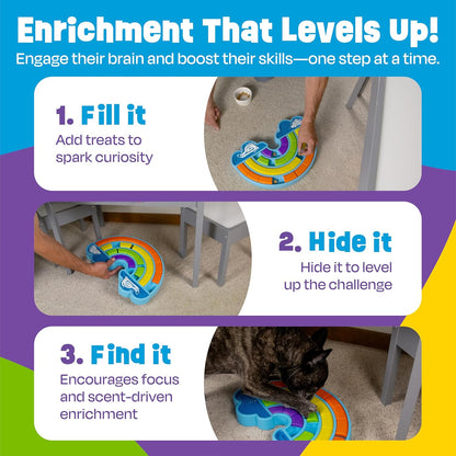 Calming Rainbow Treat Puzzle & Lick Mats - Interactive Dog Toys, Puppy Toys for Boredom, Cat Puzzle Feeder, Mental Stimulation for Dogs, Dog Treat Activity, Brain Games for Dogs and Cats