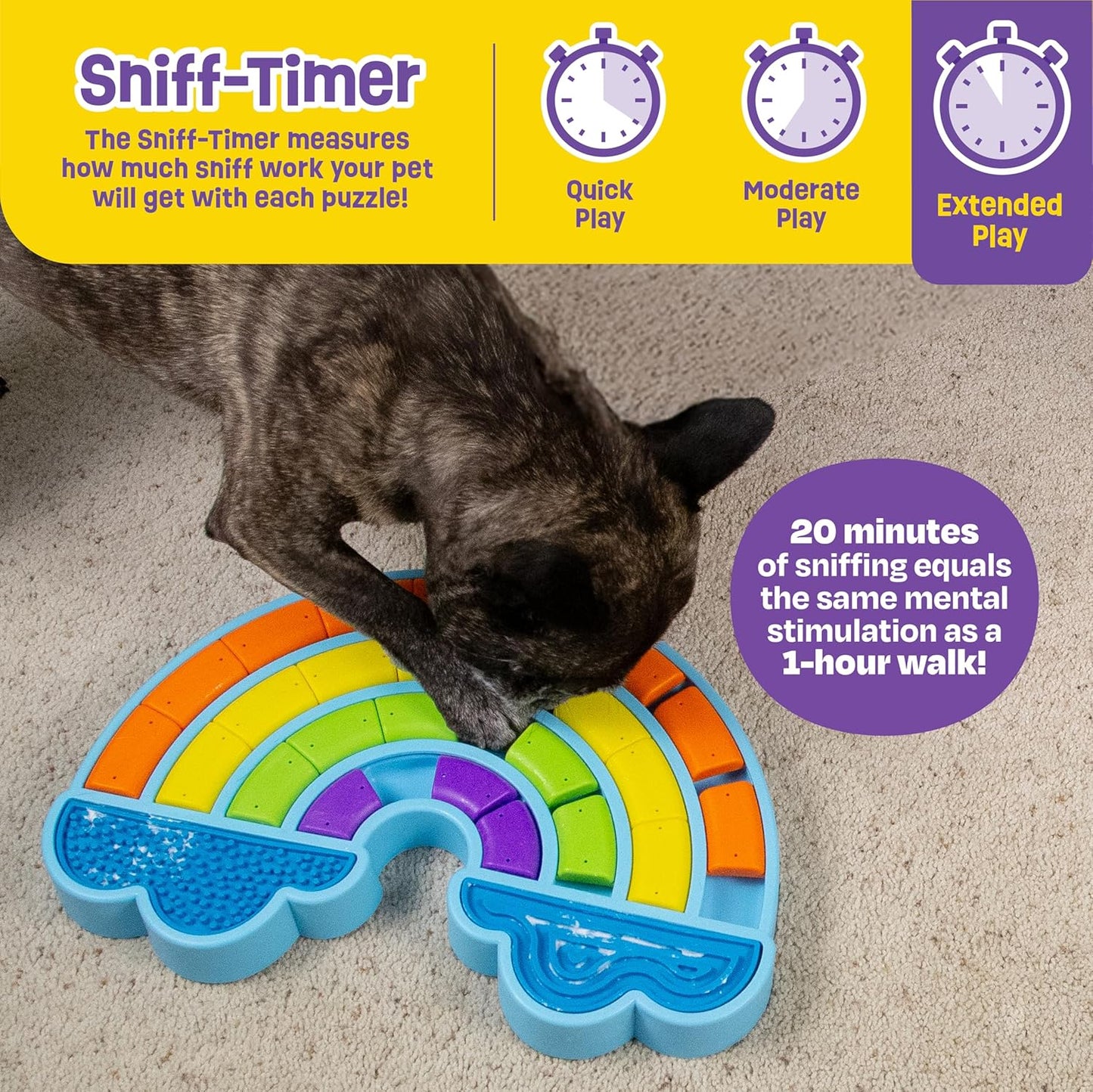 Calming Rainbow Treat Puzzle & Lick Mats - Interactive Dog Toys, Puppy Toys for Boredom, Cat Puzzle Feeder, Mental Stimulation for Dogs, Dog Treat Activity, Brain Games for Dogs and Cats