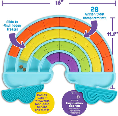 Calming Rainbow Treat Puzzle & Lick Mats - Interactive Dog Toys, Puppy Toys for Boredom, Cat Puzzle Feeder, Mental Stimulation for Dogs, Dog Treat Activity, Brain Games for Dogs and Cats